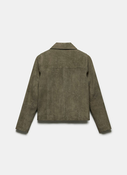 Khaki Suede Pocket Detail Jacket