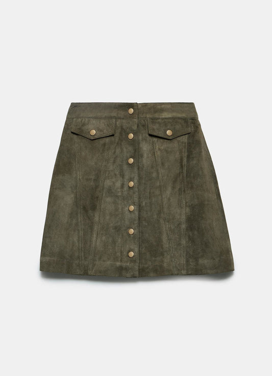 Khaki Suede Mini Skirt
