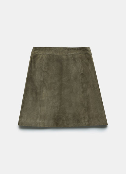 Khaki Suede Mini Skirt
