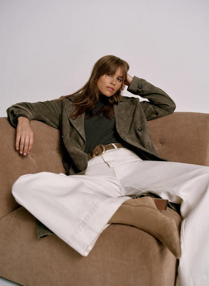 Khaki Suede Trench Coat