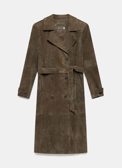 Khaki Suede Trench Coat