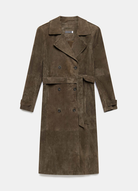 Khaki Suede Trench Coat