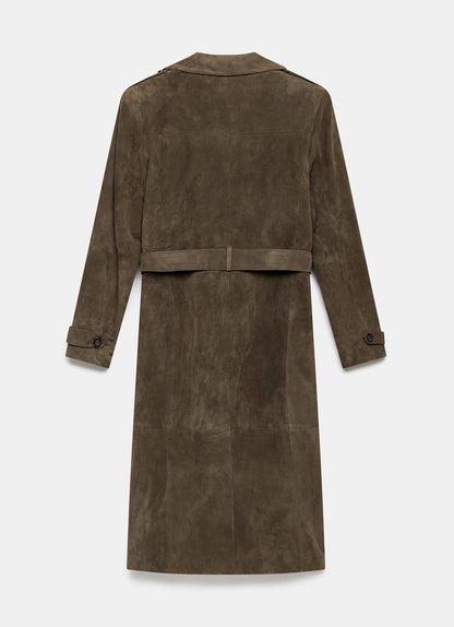 Khaki Suede Trench Coat