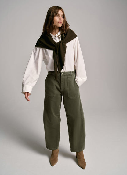 Khaki Utility Barrel Leg Jeans