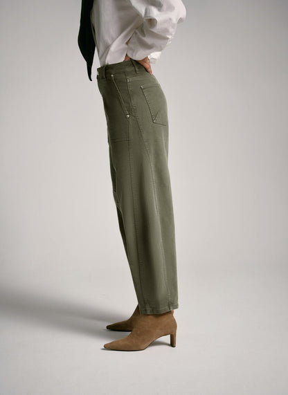 Khaki Utility Barrel Leg Jeans