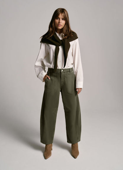 Khaki Utility Barrel Leg Jeans
