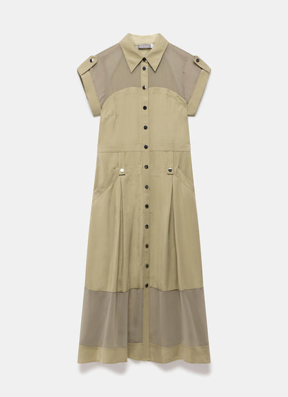 Khaki Utility Midi Dress