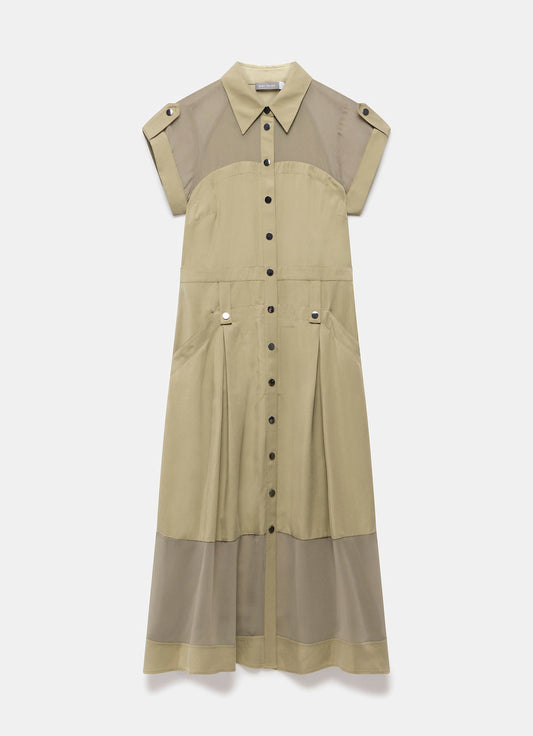 Khaki Utility Midi Dress