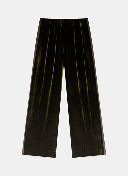 Khaki Velvet Wide Trousers