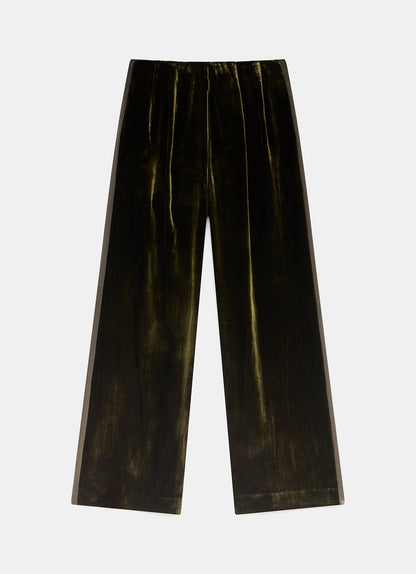 Khaki Velvet Wide Trousers