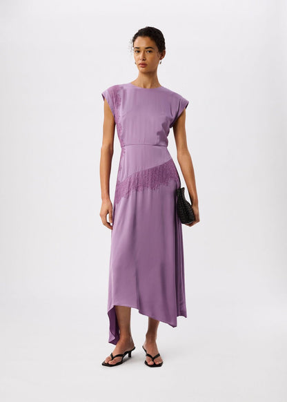 Lilac Lace Insert Asymmetric Dress