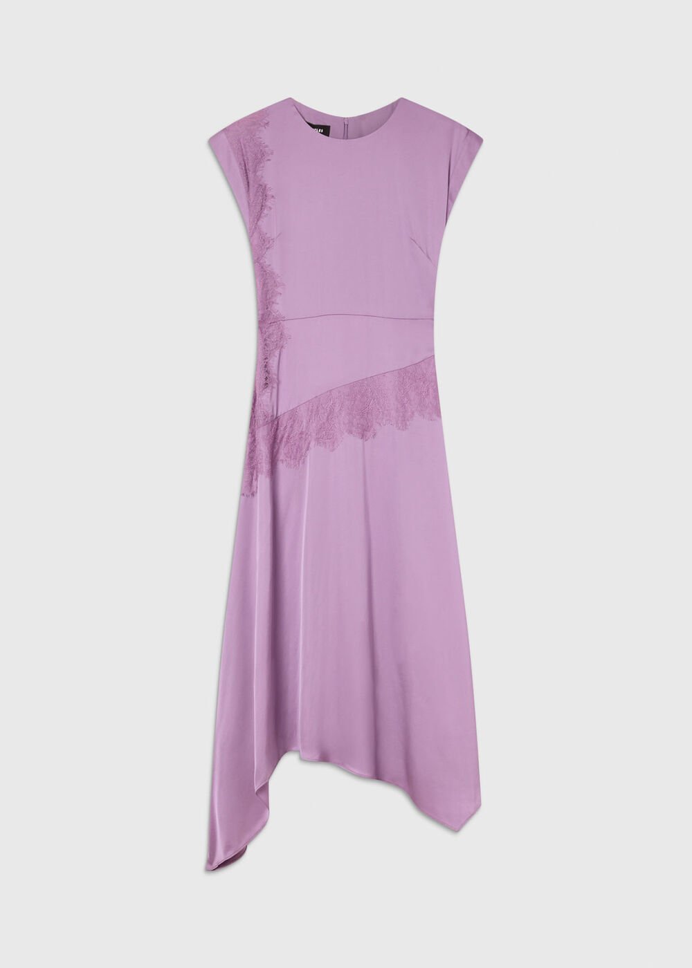 Lilac Lace Insert Asymmetric Dress