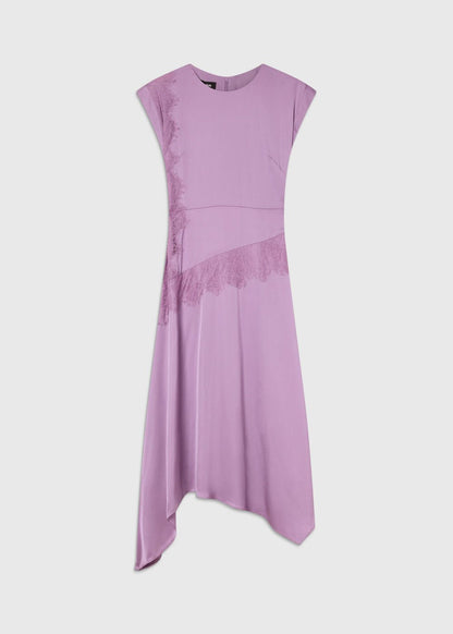 Lilac Lace Insert Asymmetric Dress