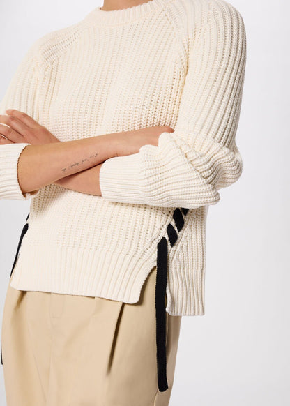 Ivory/Multi Lacing Detail Crew Jumper