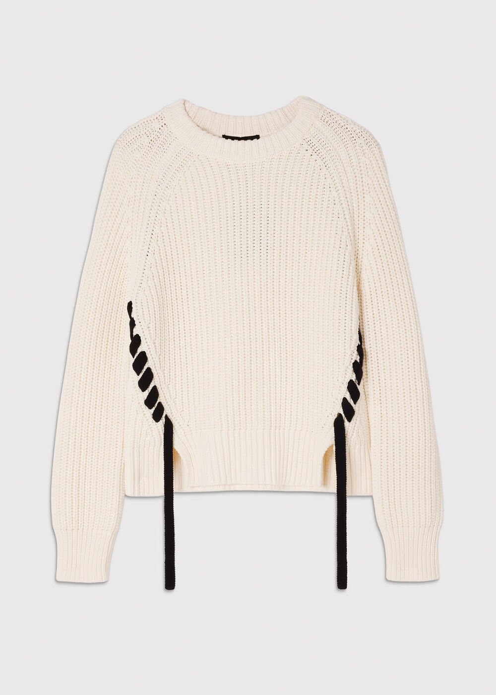 Ivory/Multi Lacing Detail Crew Jumper