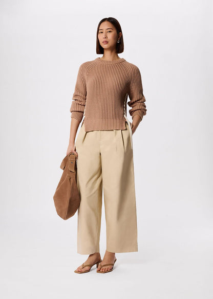 Taupe Lacing Detail Crew Jumper