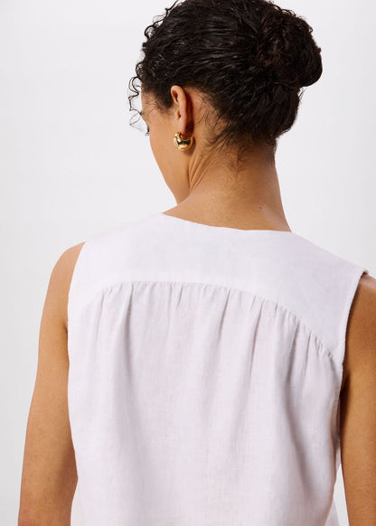 White Laura Linen Tank
