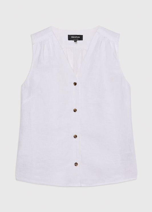 White Laura Linen Tank