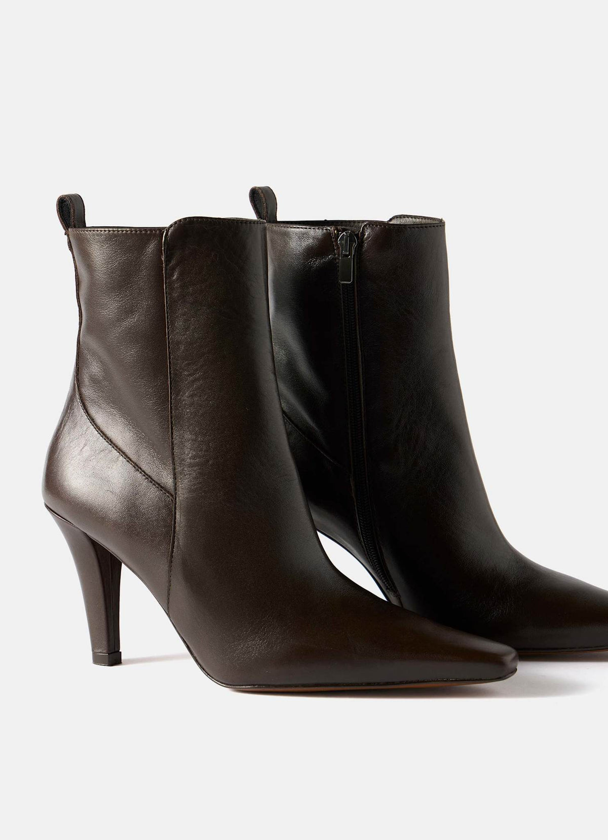 Leila Brown Leather Ankle Boots