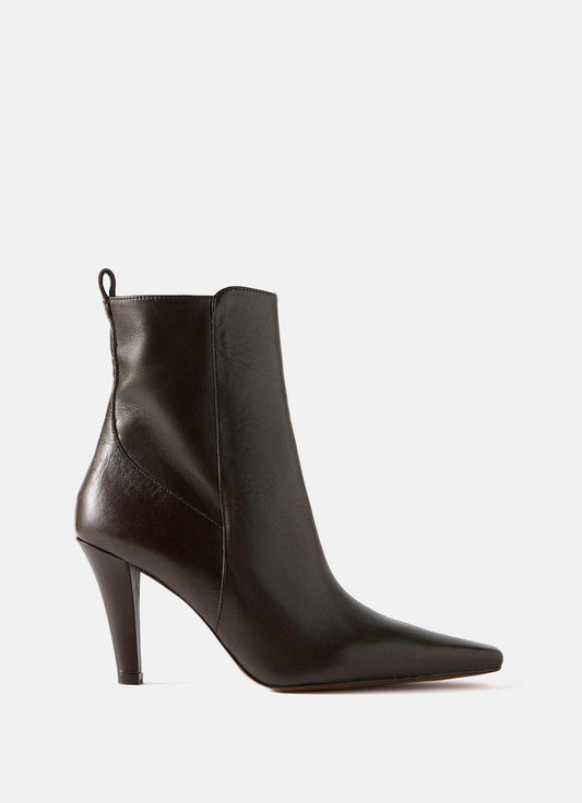 Leila Brown Leather Ankle Boots