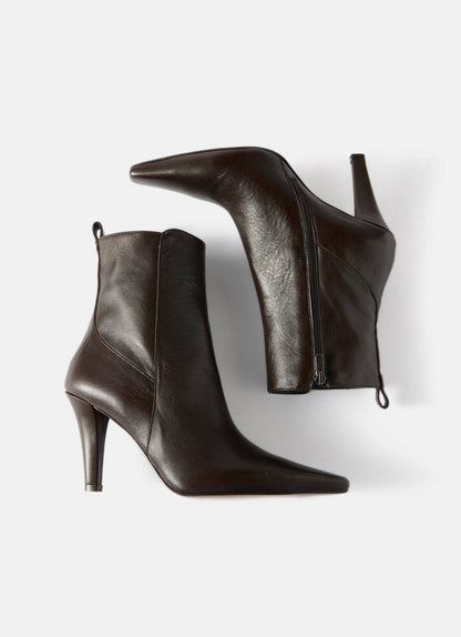 Leila Brown Leather Ankle Boots