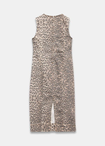 Leopard Print Denim Column Dress