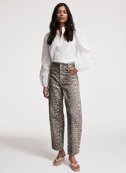 Leopard Print Tapered Jeans