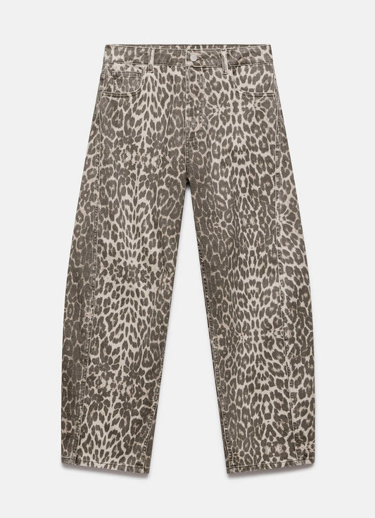 Leopard Print Tapered Jeans