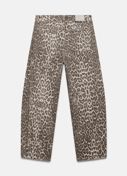 Leopard Print Tapered Jeans