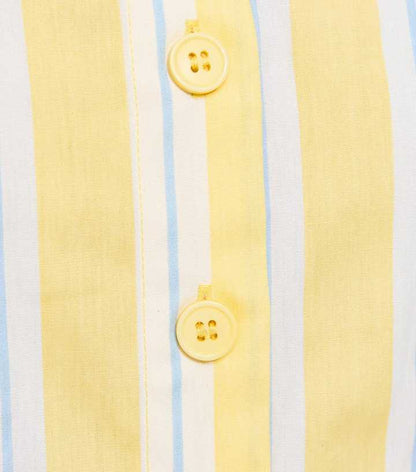 Light Yellow Striped Peplum Hem Button Front Top