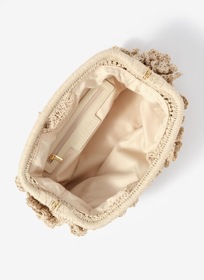 Lila Cream Crochet Clutch Bag