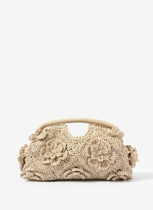 Lila Cream Crochet Clutch Bag