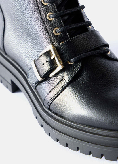 Lilly Black Leather Biker Boots