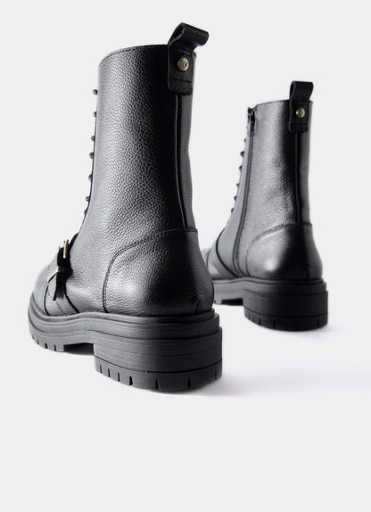 Lilly Black Leather Biker Boots