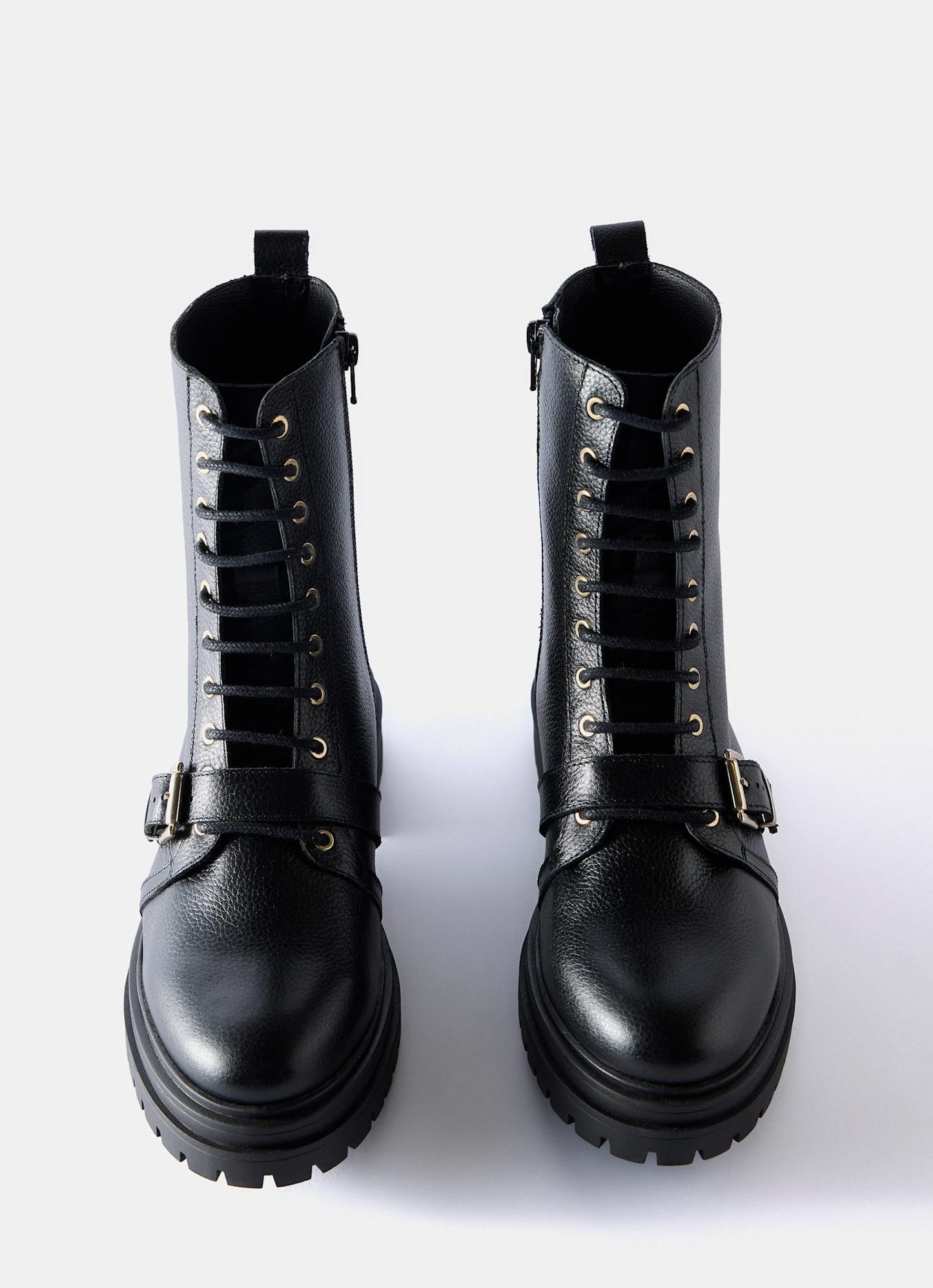 Lilly Black Leather Biker Boots