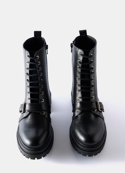 Lilly Black Leather Biker Boots