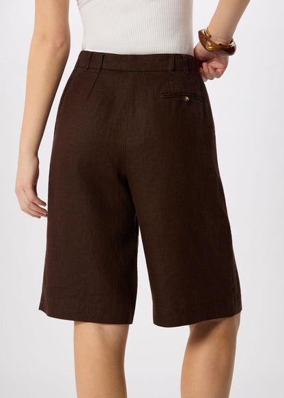 Brown Linen Bermuda Short