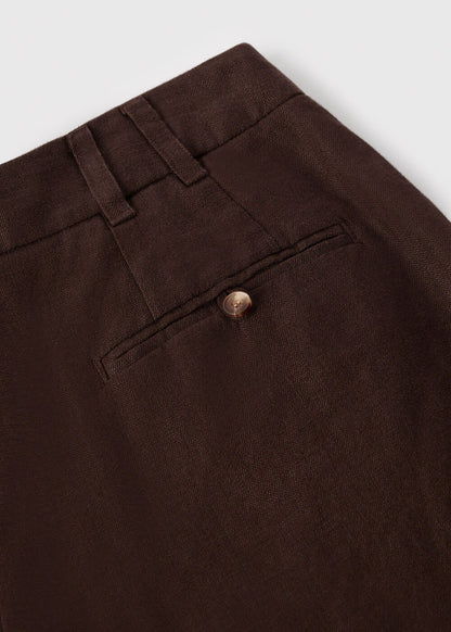 Brown Linen Bermuda Short