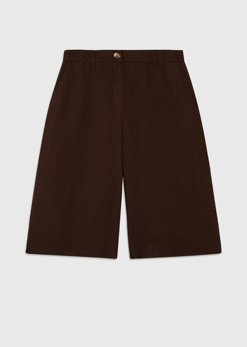 Brown Linen Bermuda Short