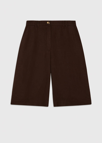 Brown Linen Bermuda Short