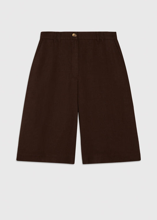 Brown Linen Bermuda Short
