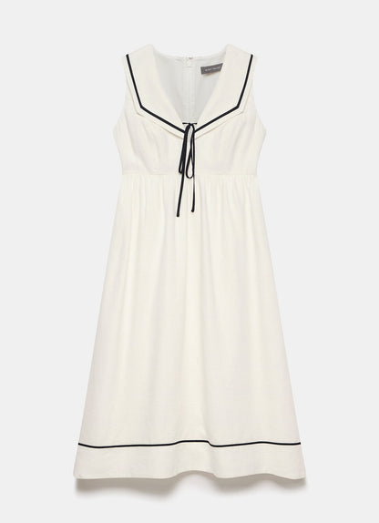 White Linen Sailor Midi Dress
