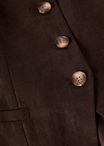 Brown Linen Waistcoat
