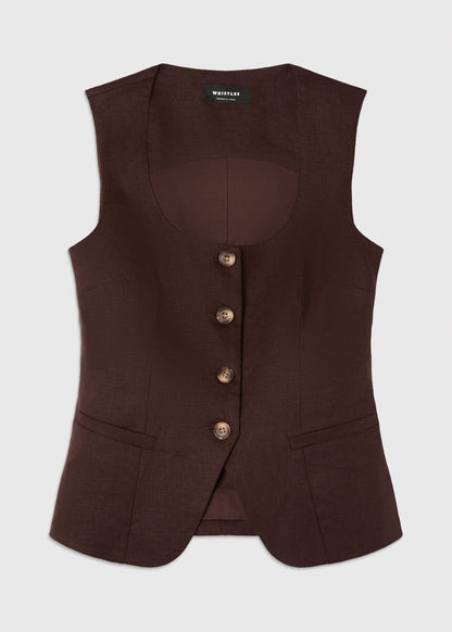 Brown Linen Waistcoat