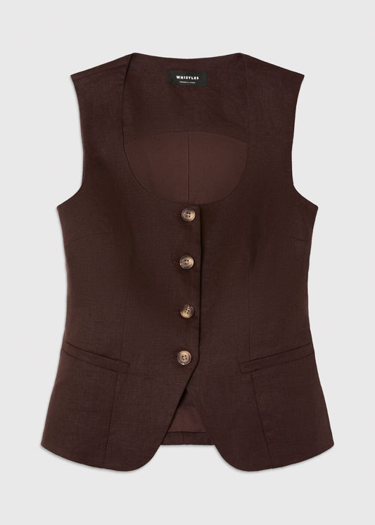 Brown Linen Waistcoat