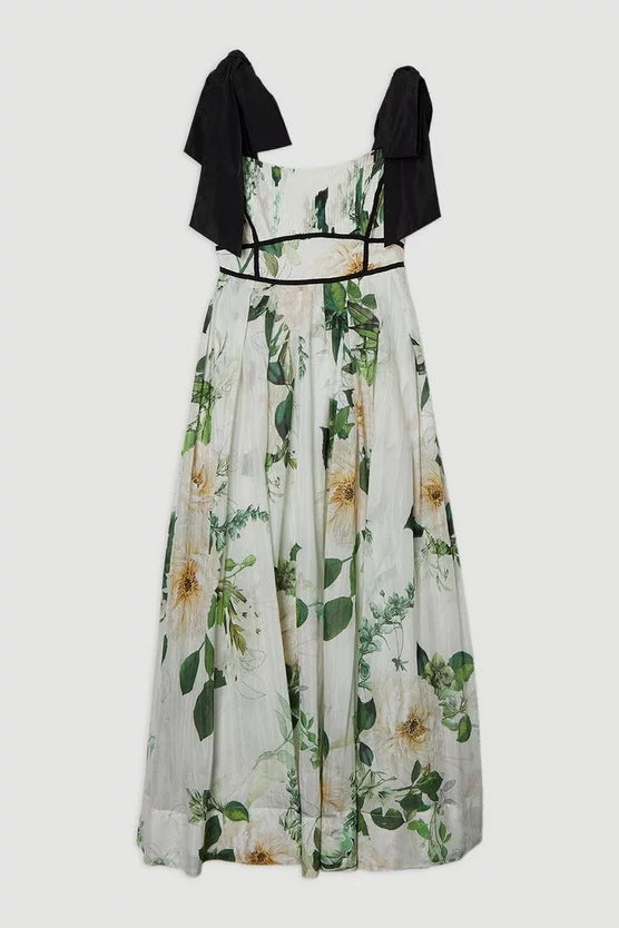 Lydia Millen Spring Floral Silk Cotton Woven Strappy Dress