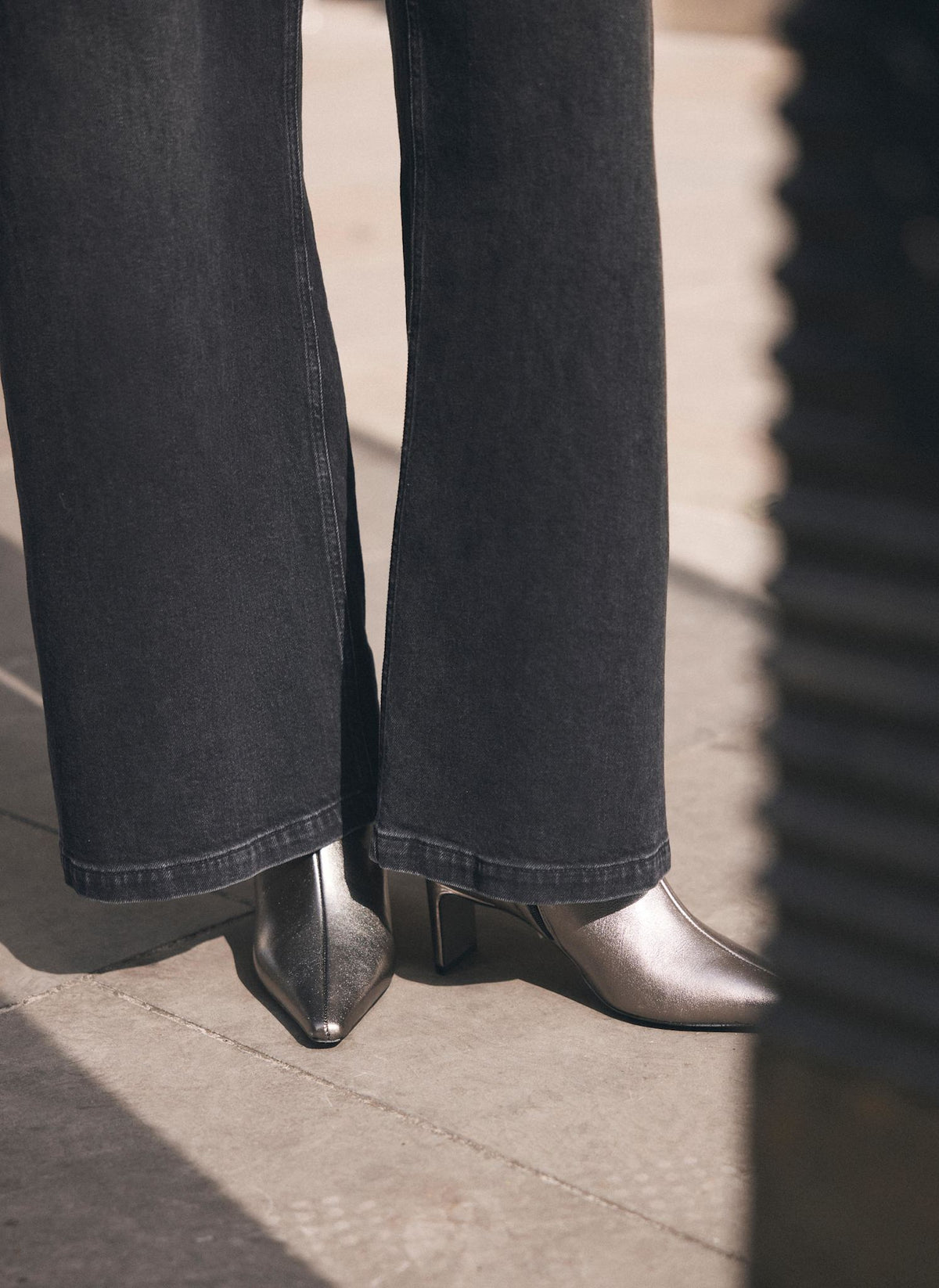 Macy Metallic Silver Heeled Ankle Boots