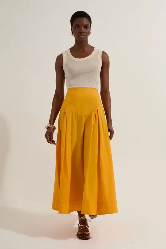 Cotton Woven Prom Skirt With Dropped Waist Detail