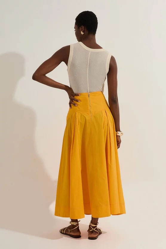 Cotton Woven Prom Skirt With Dropped Waist Detail