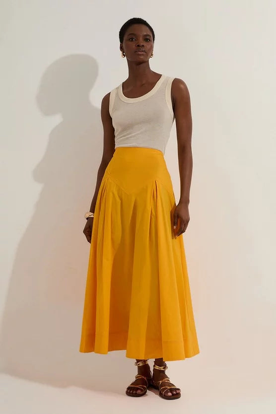 Cotton Woven Prom Skirt With Dropped Waist Detail